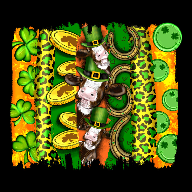 St Patricks Cow And Coin Wıth Clovers And Leopard Brushstrokes Heavyweight Sweatshirt by Artiststas | Teevron