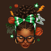 Afro Messy Bun Basketball Green Bow Heavy Core Tee | Teevron