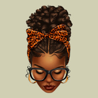 Afro Messy Bun Orange Leopard Bow Heavy Core Tee | Teevron