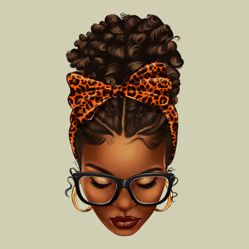 Afro Messy Bun Orange Leopard Bow Heavy Core Tee by texasbilliewilder | Teevron