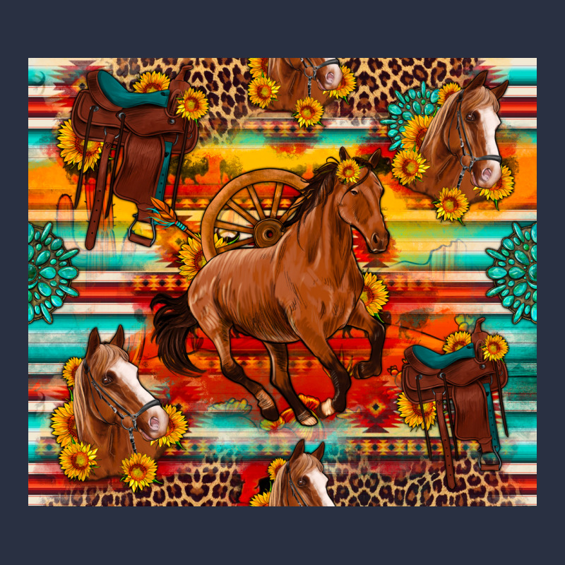 Galloping Horse Serape Sunflowers Turquoise And Saddles Heavyweight Sweatshirt by Artiststas | Teevron