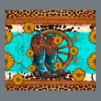 Cowboy Boots And Sunflowers Turquoise Leopard Background Heavyweight Sweatshirt | Teevron