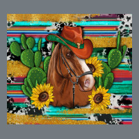 Western Horse Cowboy Hat Cactus Sunflowers Glitter Cowhide Serape Turq Heavyweight Sweatshirt | Teevron