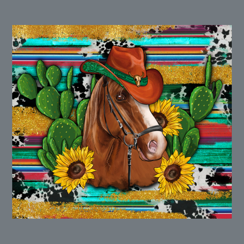 Western Horse Cowboy Hat Cactus Sunflowers Glitter Cowhide Serape Turq Heavyweight Sweatshirt by Artiststas | Teevron