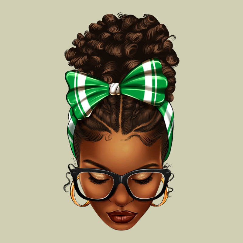 Afro Messy Bun Green And White Bow Heavy Core Tee by texasbilliewilder | Teevron