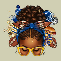 Blue And Gold American Football Afro Messy Bun Heavy Core Tee | Teevron