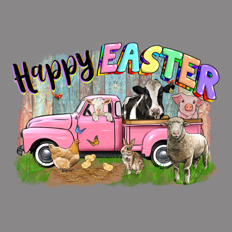 Happy Easter Truck With Farm Animals Easter Day Vintage Tee by CowGirlArtShop | Teevron
