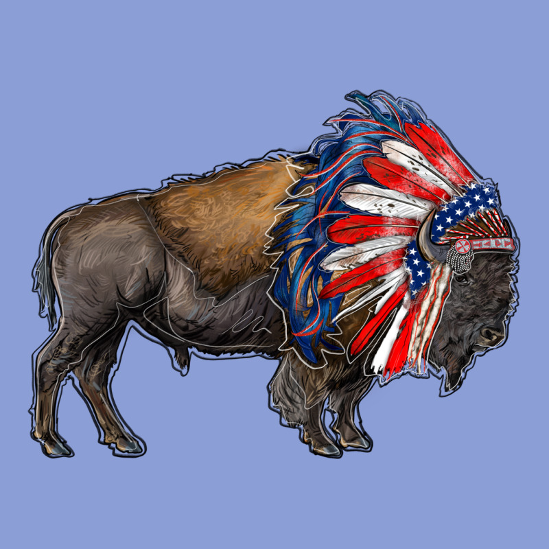 American Bison With Indian Headdress Long Sleeve Tee by RanaPortraitStore | Teevron