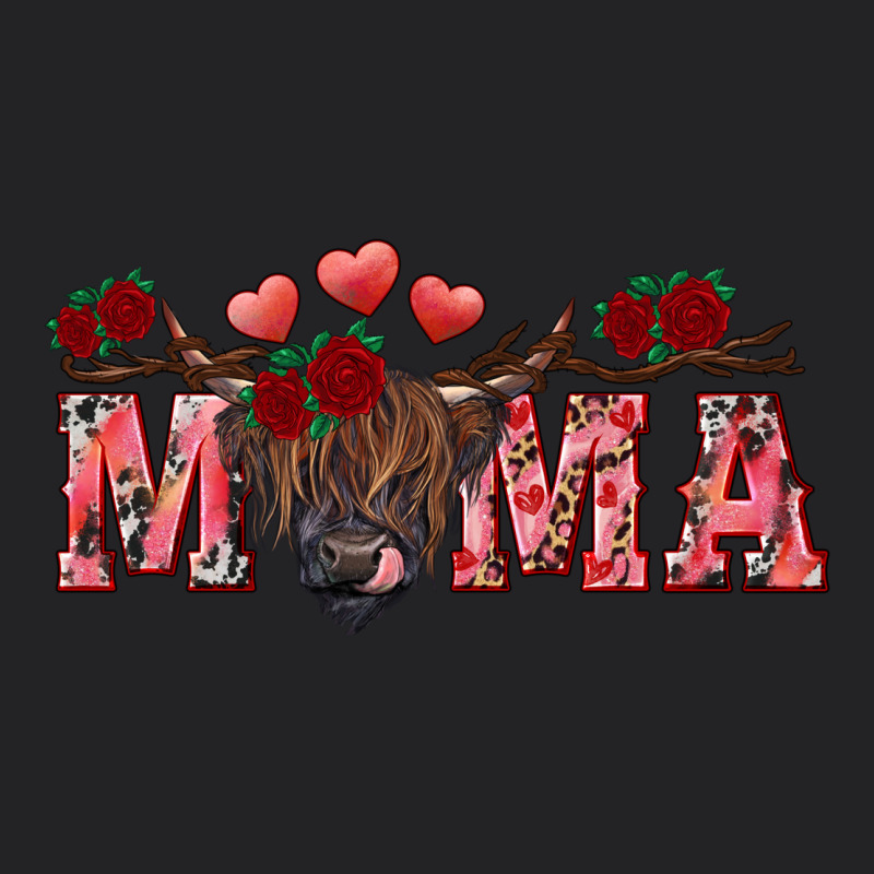 Valentine's Day Mama Black Highland Cow Vintage Tee by RanaPortraitStore | Teevron