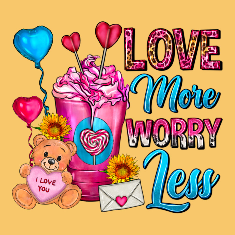 Love More Worry Less Valentines Day Cold Drink Vintage Hoodie by FaDigitalArtStudio | Teevron