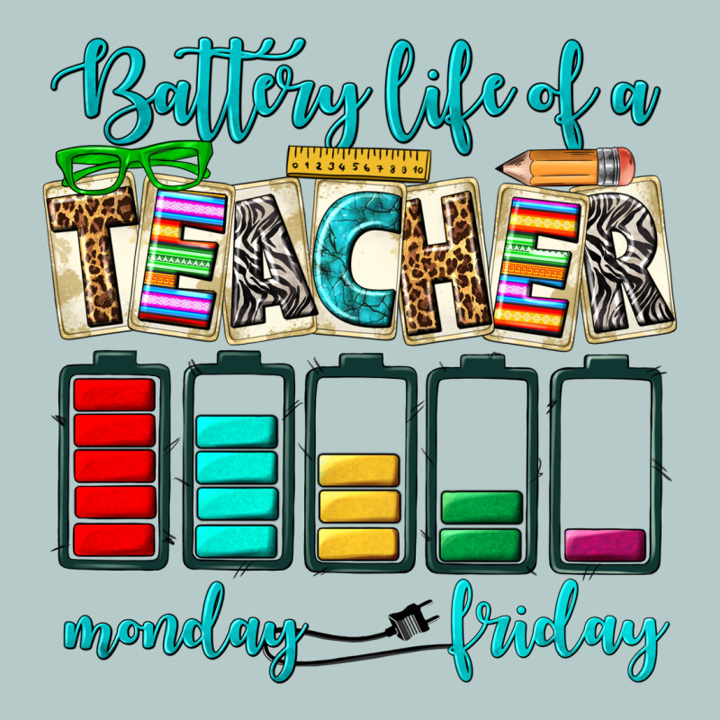 Battery Life Of A Teacher Monday Friday Heavy Core Tee by NancyCooperArtShop | Teevron
