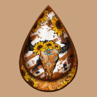Sunflower Tooled Leather Bullskull Teardrop Earrings Vintage Tee | Teevron