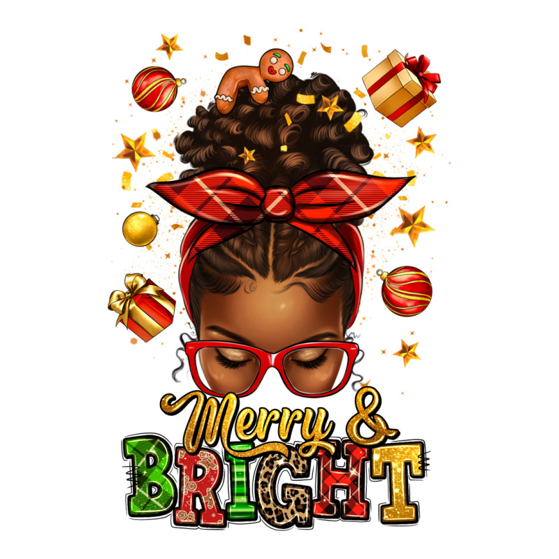 Merry And Bright Christmas Afro Messy Bun Premium Tee by texasbilliewilder | Teevron