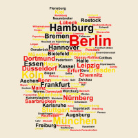 Germany Map Silhouette Towns Cities Flag Berlin Travel T Shirt Premium Hoodie | Teevron