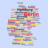 Germany Map Silhouette Towns Cities Flag Berlin Travel T Shirt Urban Heavy Tee | Teevron