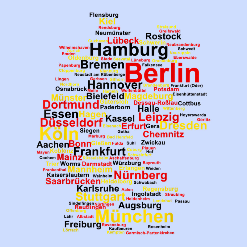 Germany Map Silhouette Towns Cities Flag Berlin Travel T Shirt Urban Heavy Tee by maiPhamDesign | Teevron