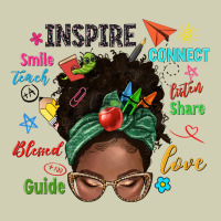 Afro Messy Bun Teach Inspire Love Teacher Blessed Heavy Core Tee | Teevron