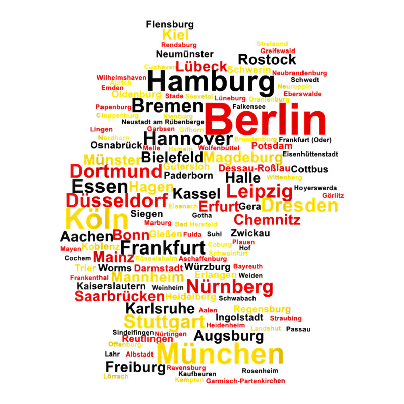 Germany Map Silhouette Towns Cities Flag Berlin Travel T Shirt Premium Tee by maiPhamDesign | Teevron