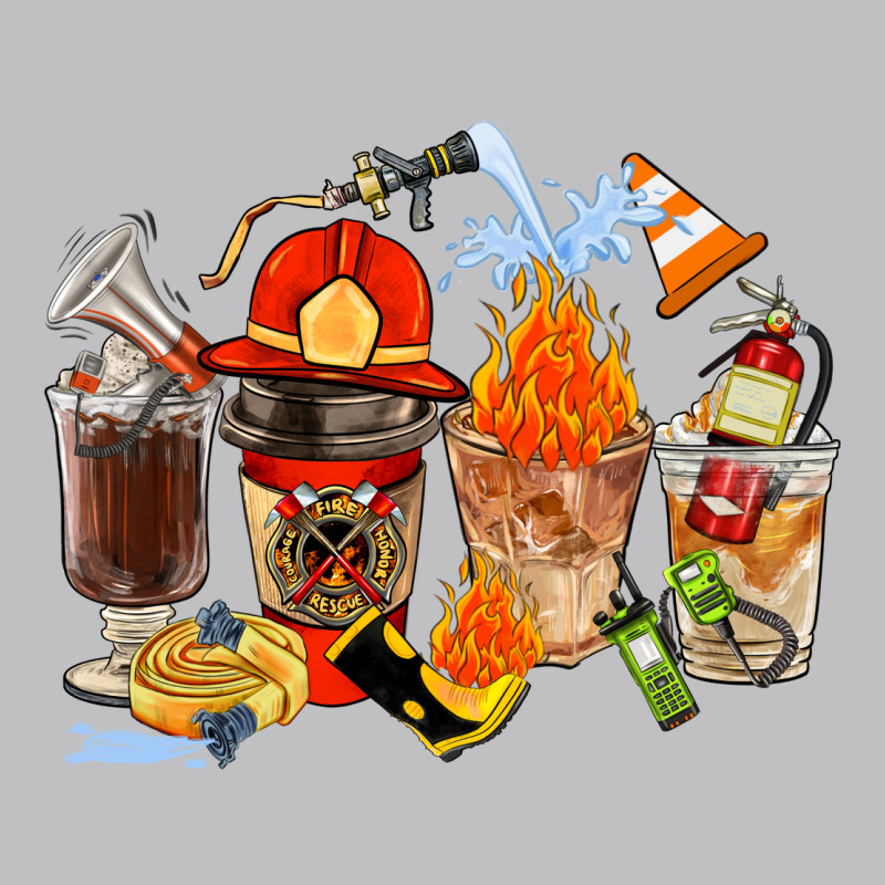 Firefighter Coffee Cups Long Sleeve Tee by FaDigitalArtStudio | Teevron