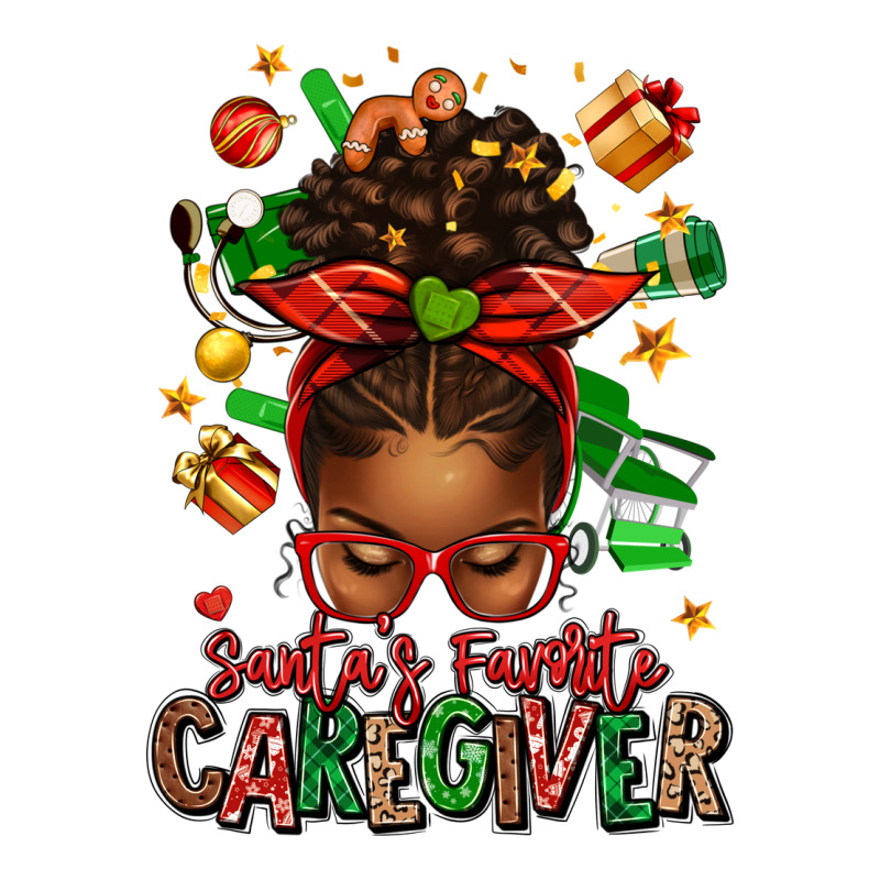 Santas Favorite Caregiver Afro Messy Bun Premium Tee by texasbilliewilder | Teevron