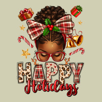 Happy Holidays Christmas Afro Messy Bun Heavy Core Tee | Teevron