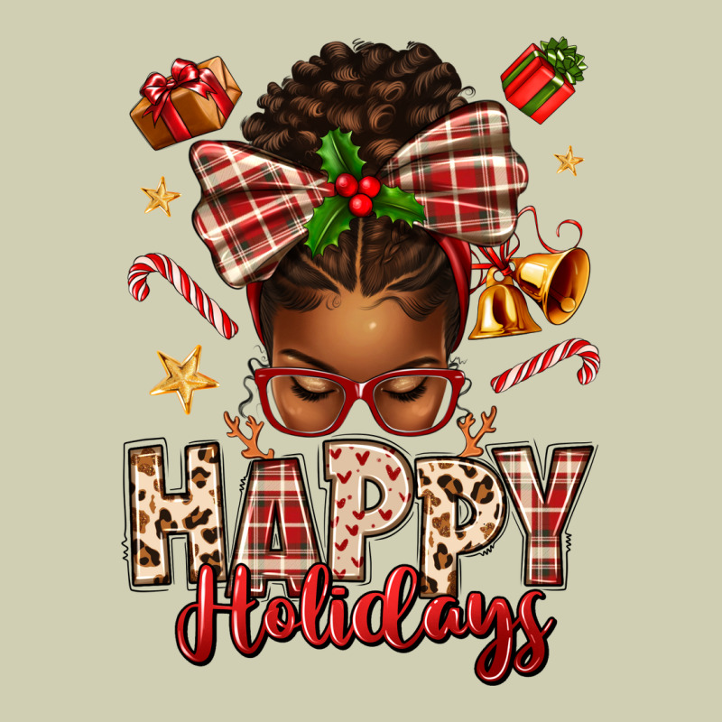 Happy Holidays Christmas Afro Messy Bun Heavy Core Tee by texasbilliewilder | Teevron