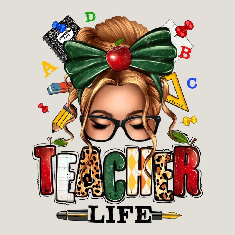 Teacher Life Blonde Caucassian Messy Bun Heavy Core Tee by texasbilliewilder | Teevron