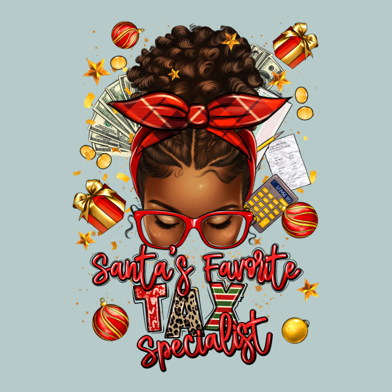Santa Favorite Tax Specialist Afro Messy Bun Heavy Core Tee by texasbilliewilder | Teevron