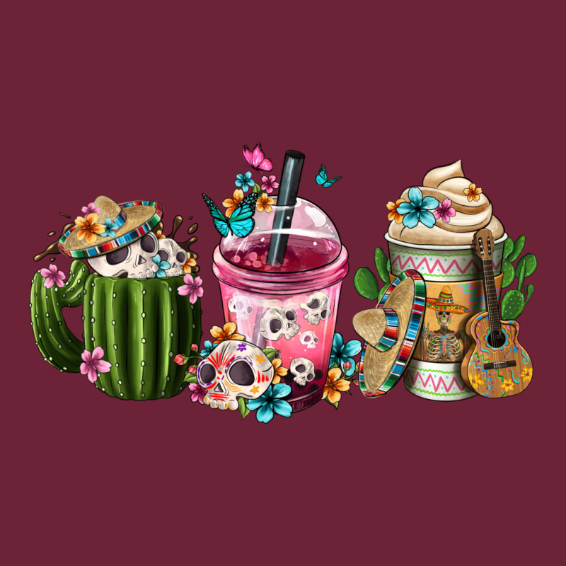 Mexican Day Of The Dead Coffee Cups Long Sleeve Tee by FaDigitalArtStudio | Teevron
