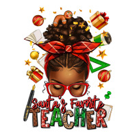 Santa's Favorite Teacher Afro Messy Bun Premium Tee | Teevron