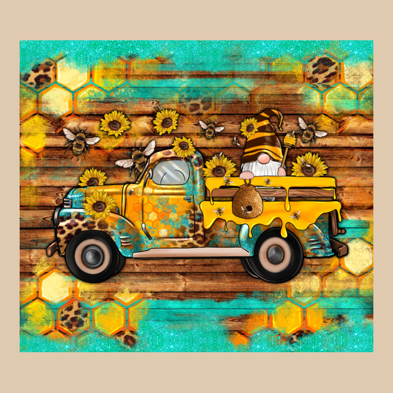 Western Bee Gnomes Truck Honeycomb  Leopard Turquoise Wooden Serape Heavyweight Sweatshirt by Artiststas | Teevron