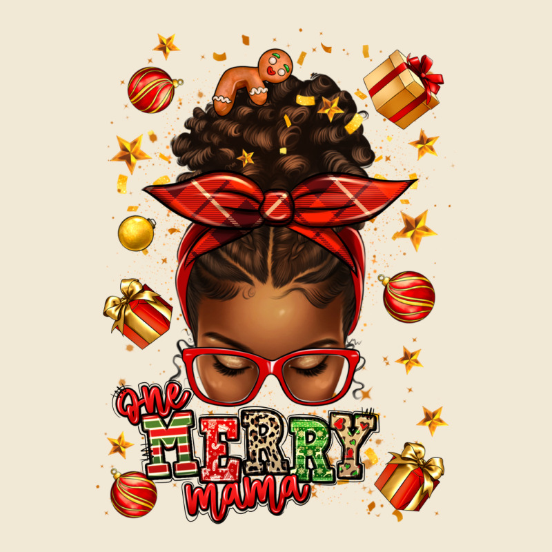 One Merry Mama Christmas Afro Messy Bun Premium Tee by texasbilliewilder | Teevron
