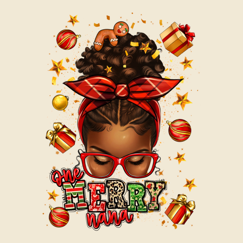 One Merry Nana Christmas Afro Messy Bun Premium Tee by texasbilliewilder | Teevron