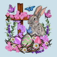 Easter Eggs And Bunny With Cross Easter Day Ladies Tee | Teevron