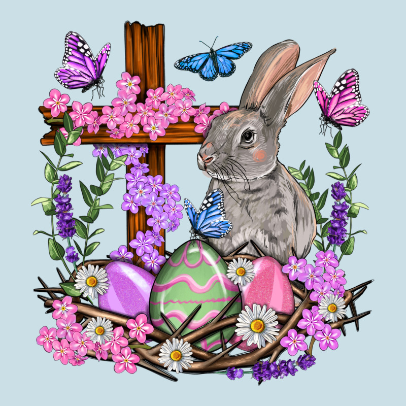 Easter Eggs And Bunny With Cross Easter Day Ladies Tee by HowdyJamesFarm | Teevron