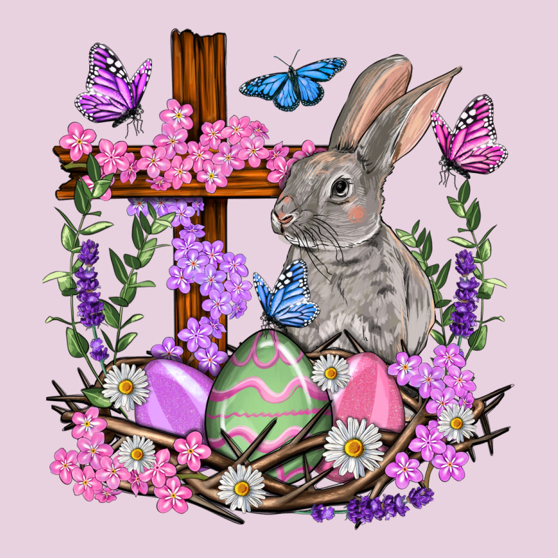 Easter Eggs And Bunny With Cross Easter Day Ladies Tee by HowdyJamesFarm | Teevron