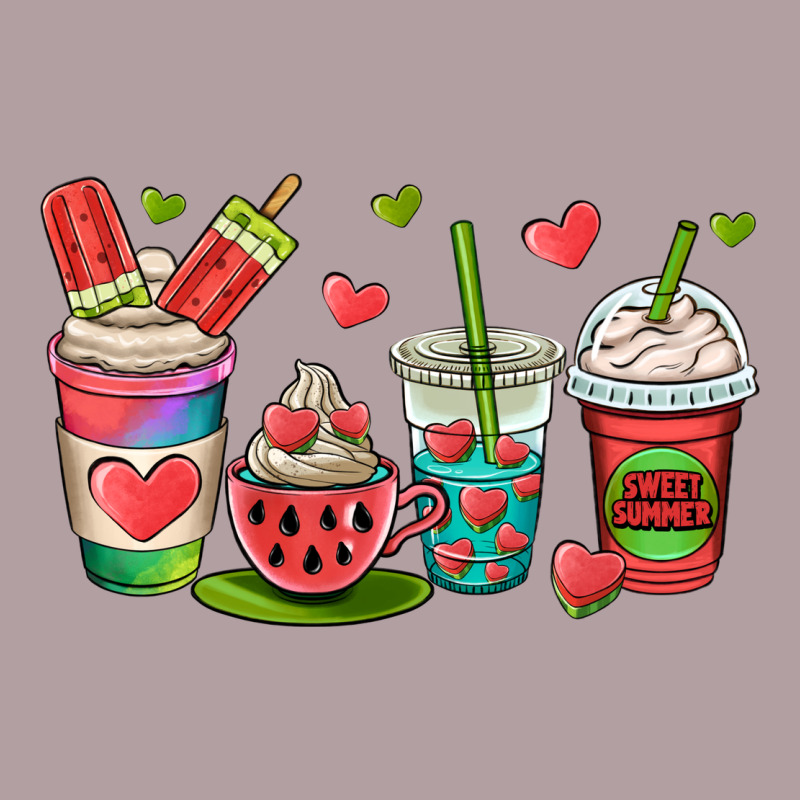 Watermelon Summer Coffee Cups Vintage Hoodie by OliviaCreatesArt | Teevron