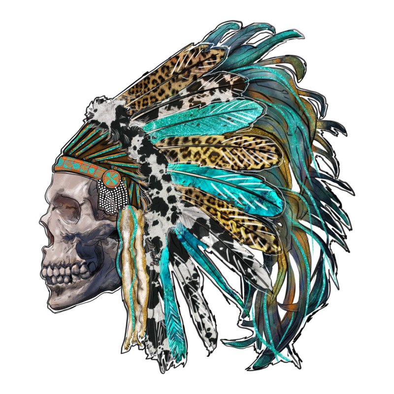 Western Indian Headdress With Skull Long Sleeve Tee by RanaPortraitStore | Teevron