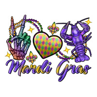 Peace love crawfish Mardi Gras skeleton hand | Teevron