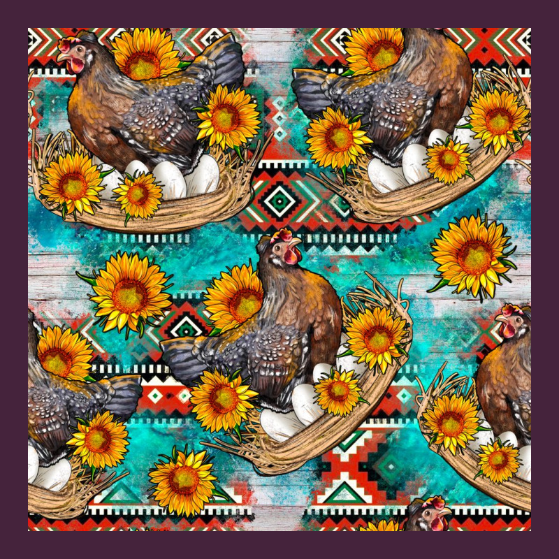Chicken With Eggs And Sunflowers Seamles Pattern Long Sleeve Tee by FaDigitalArtStudio | Teevron
