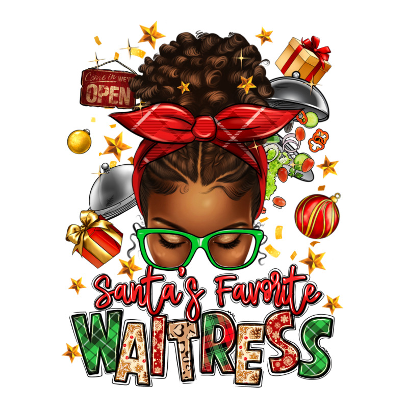Santa's Favorite Waitress Messy Bun Premium Tee by texasbilliewilder | Teevron