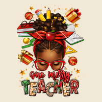 One Merry Teacher Afro Messy Bun Premium Tee | Teevron