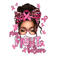 pray fight believe breast cancer afro messy bun | Teevron
