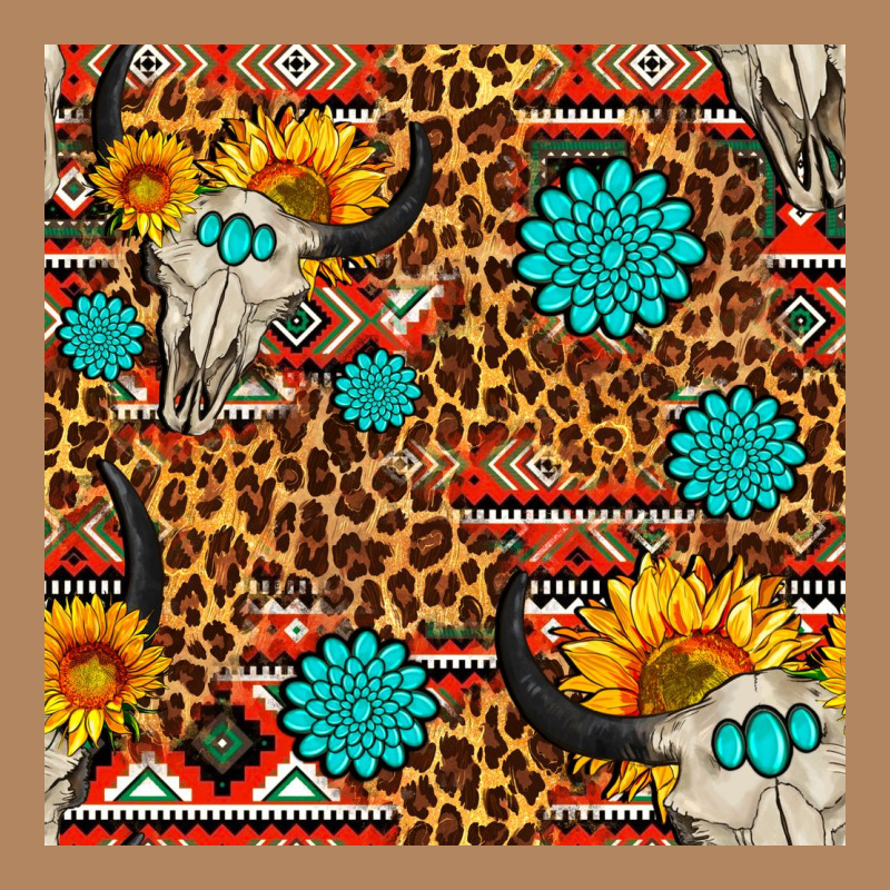 Western Aztec Bull Skull Seamless Pattern Long Sleeve Tee by FaDigitalArtStudio | Teevron