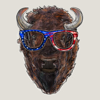 Bison With American Flag Glasses Heavy Core Tee | Teevron