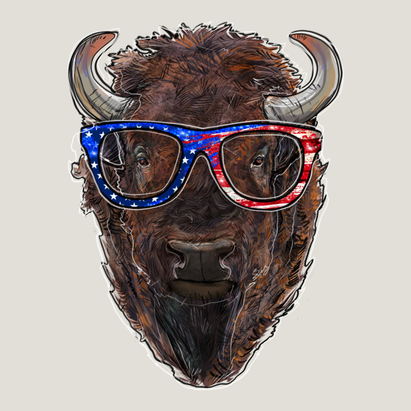 Bison With American Flag Glasses Heavy Core Tee by RanaPortraitStore | Teevron