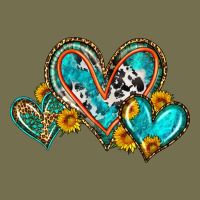 Western Leopard Turquoise Cowhide Hearts Olivia Vintage Hoodie | Teevron