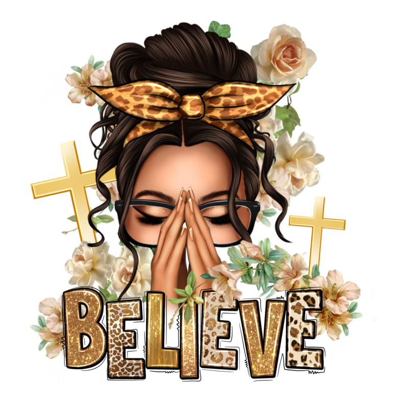 Believe Praying Caucasian Messy Bun Premium Tee by texasbilliewilder | Teevron