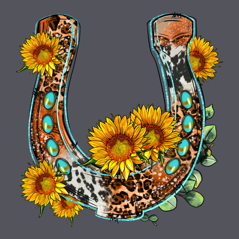 Western Leopard Cowhide Sunflowers Horseshoe Vintage Hoodie by OliviaCreatesArt | Teevron