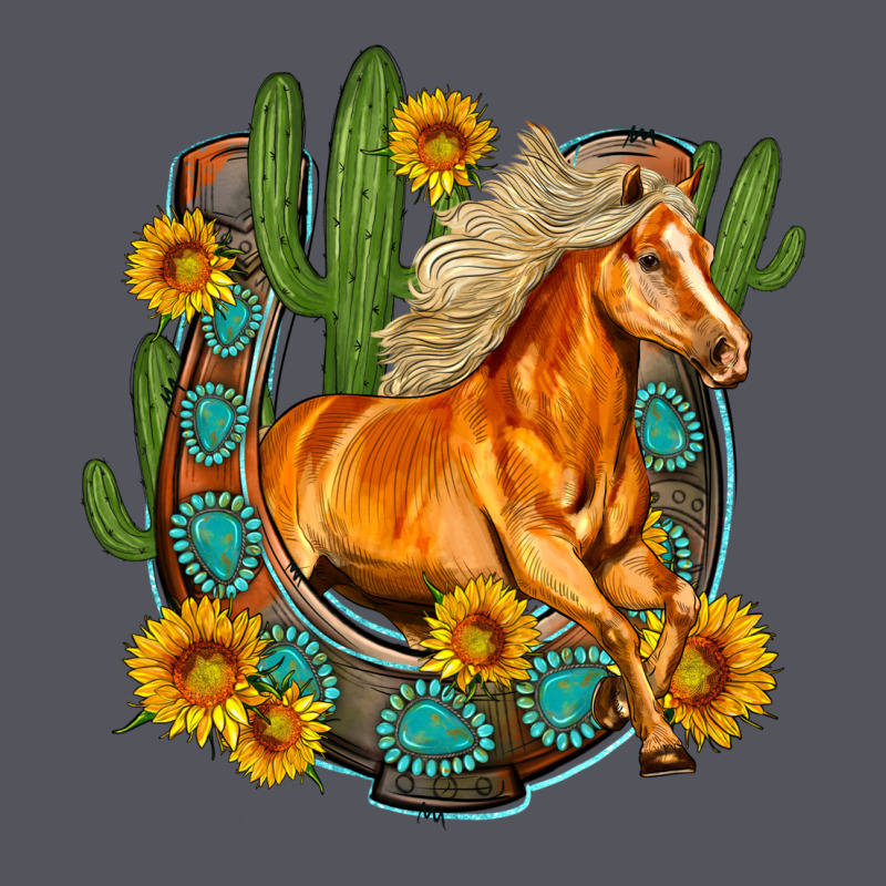 Western Horse Cactus Sunflowers Horseshoe Vintage Hoodie by OliviaCreatesArt | Teevron